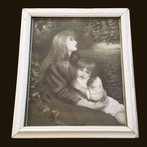 Antique Sisters Print in Old Frame with Glass - Picture 7 of 7